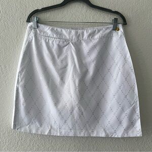 Lopez 18" White Gold‎ Diamond Pattern Wrap Skort Golf Tennis Women's Size 10